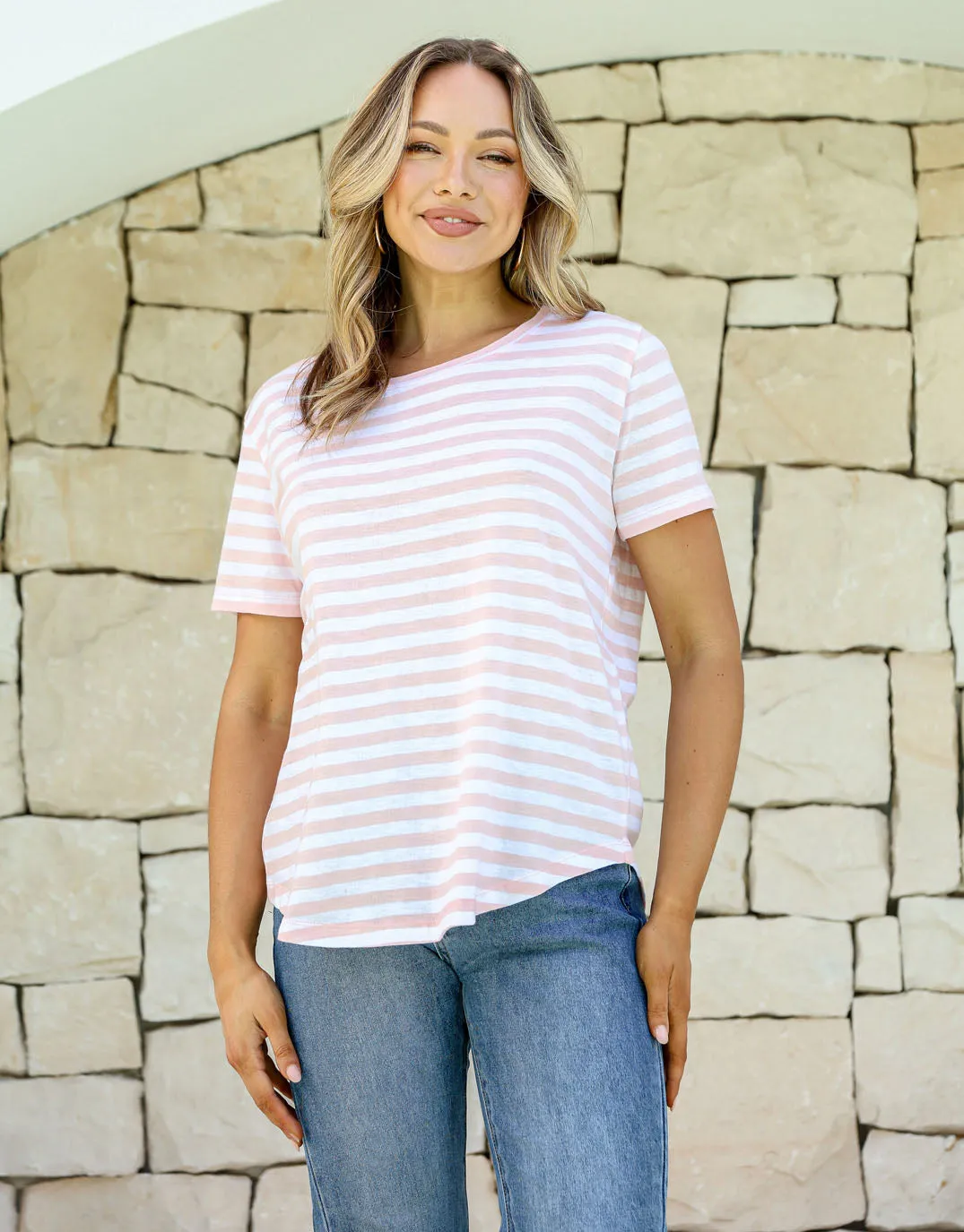 Stripe T-Shirt - Soft Pink/White Stripe