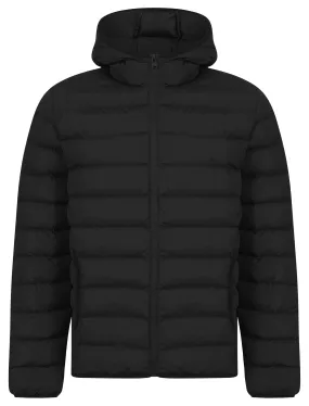 Tamary Quilted Puffer Jacket with Hood in Jet Black - Tokyo Laundry