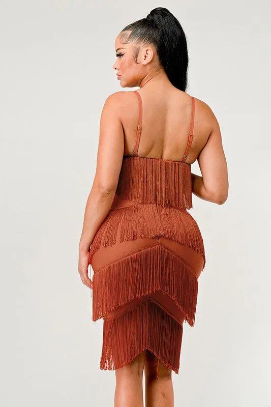 TEEK - RUST SHAKE IT BANDAGE DRESS