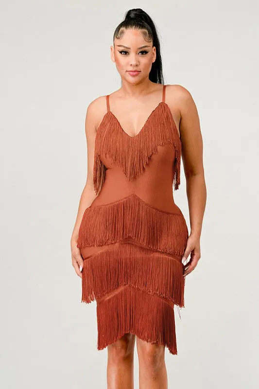 TEEK - RUST SHAKE IT BANDAGE DRESS