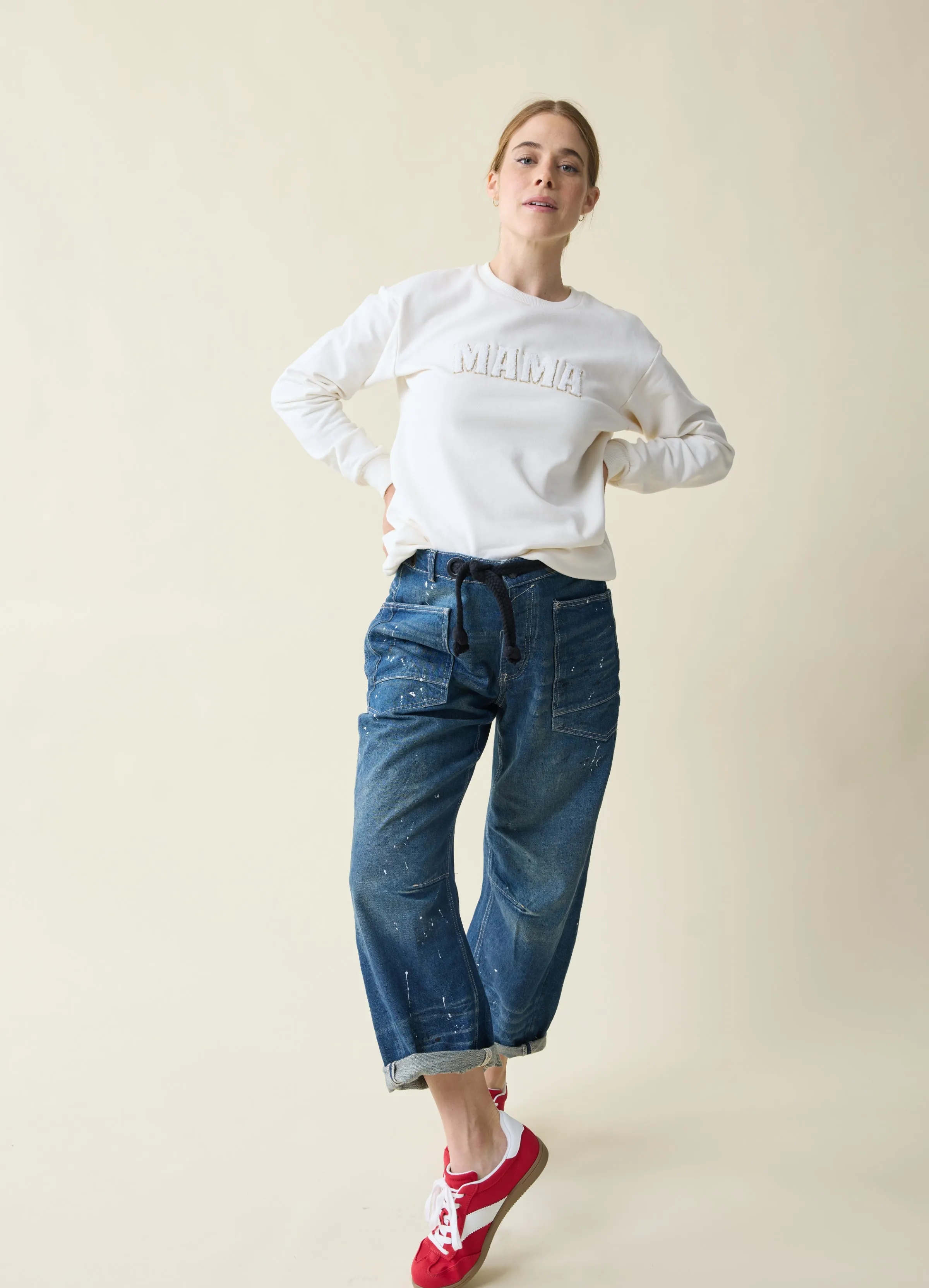 The Mama Maternity   Postpartum Sweatshirt Cream