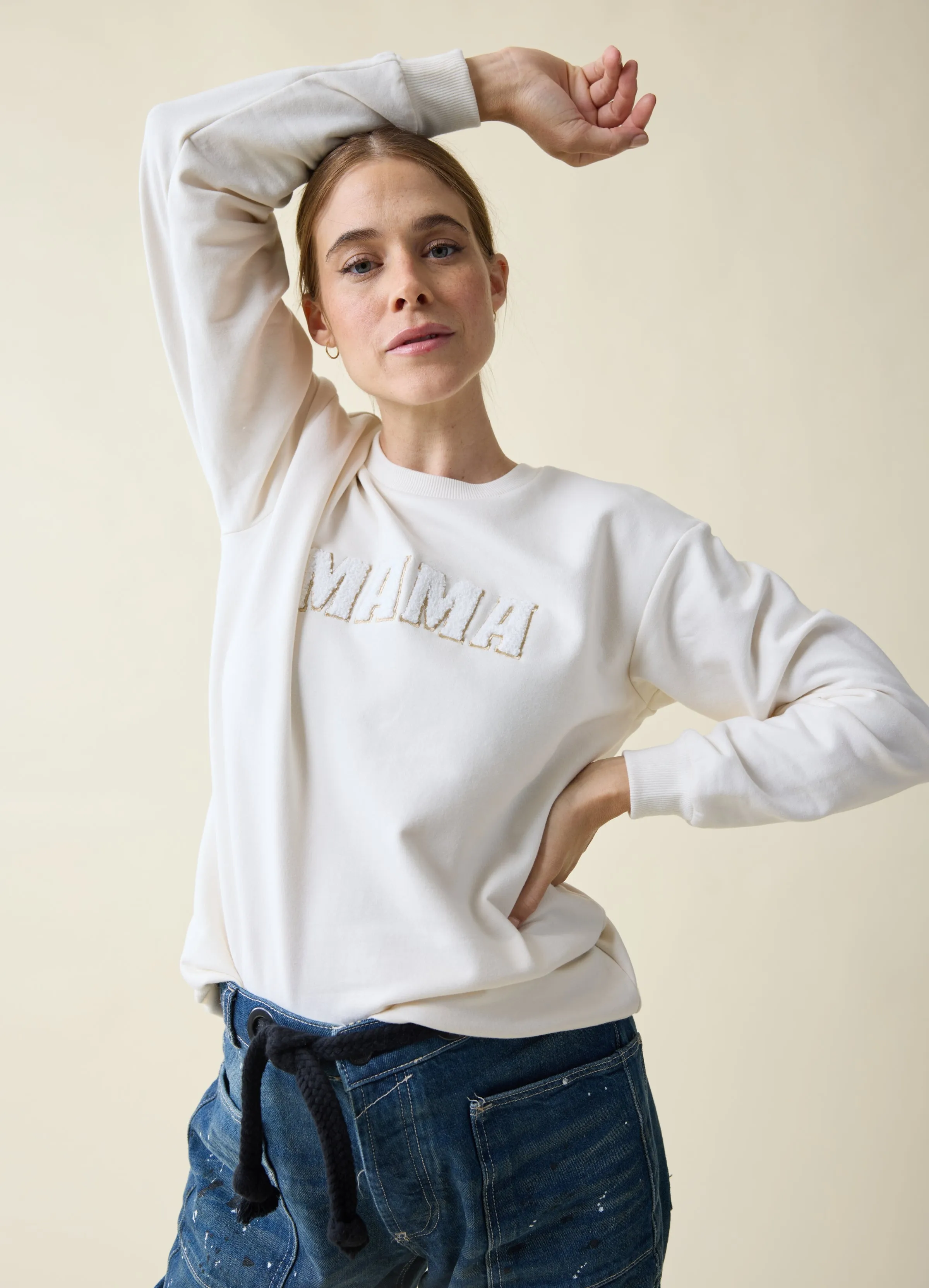 The Mama Maternity   Postpartum Sweatshirt Cream