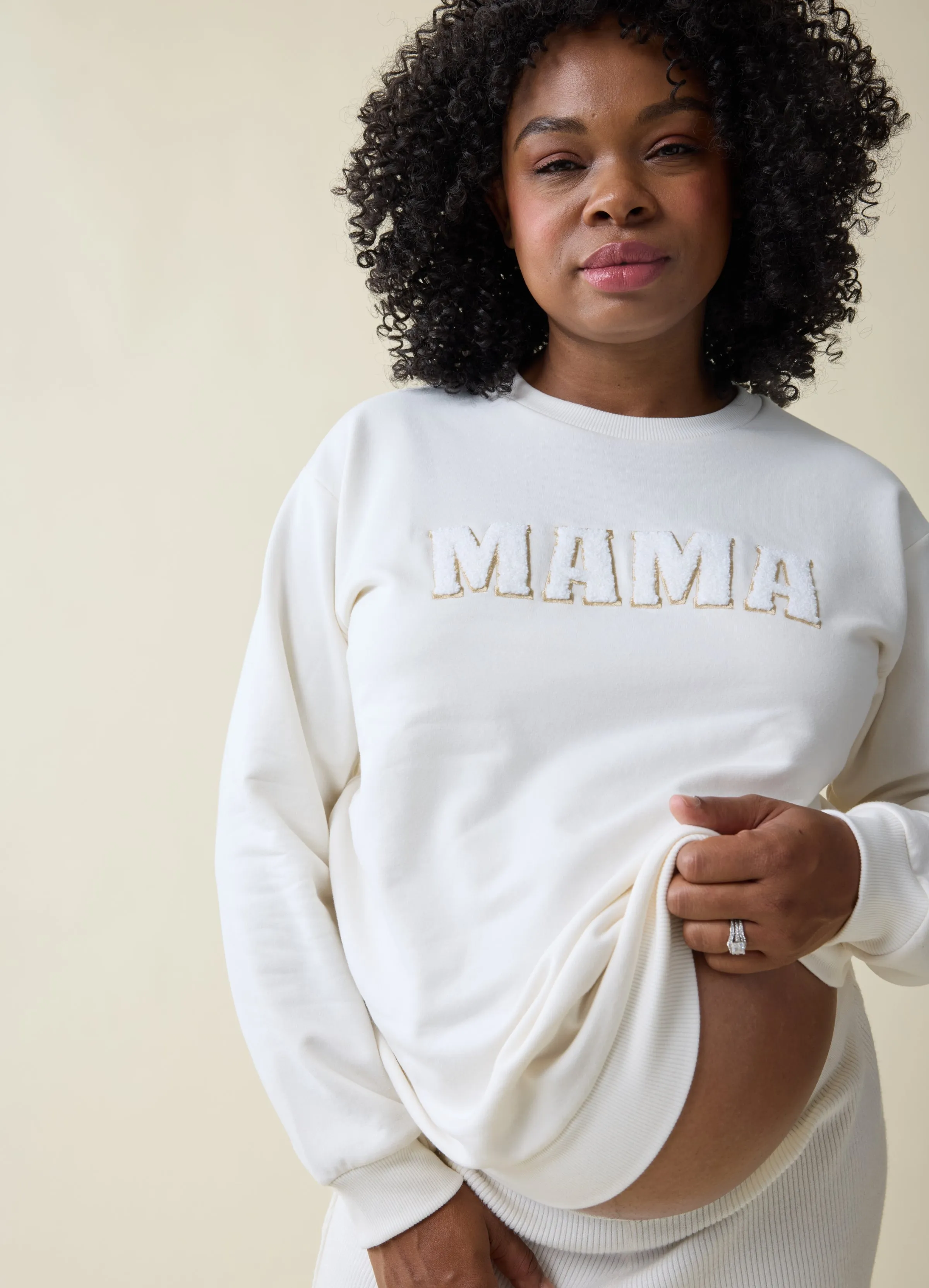 The Mama Maternity   Postpartum Sweatshirt Cream