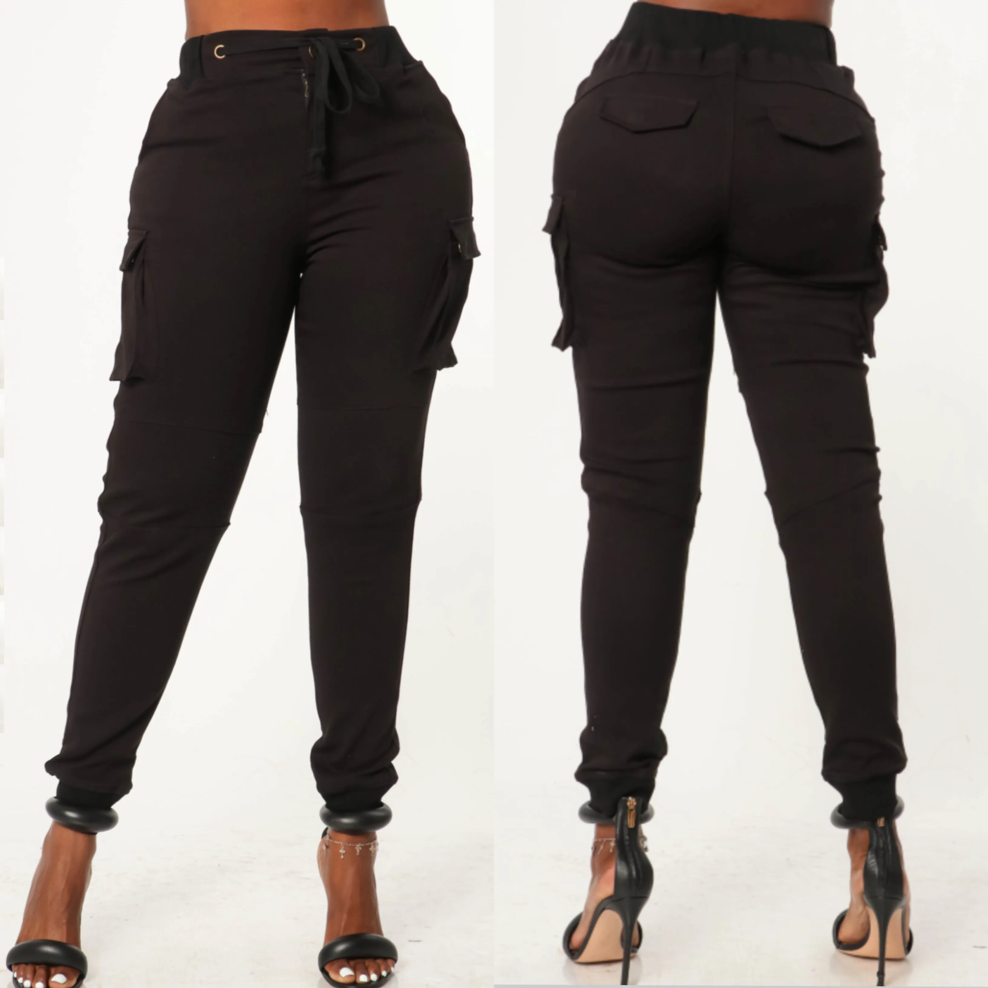 The Side Pocket Cotton Joggers Pants (Black)