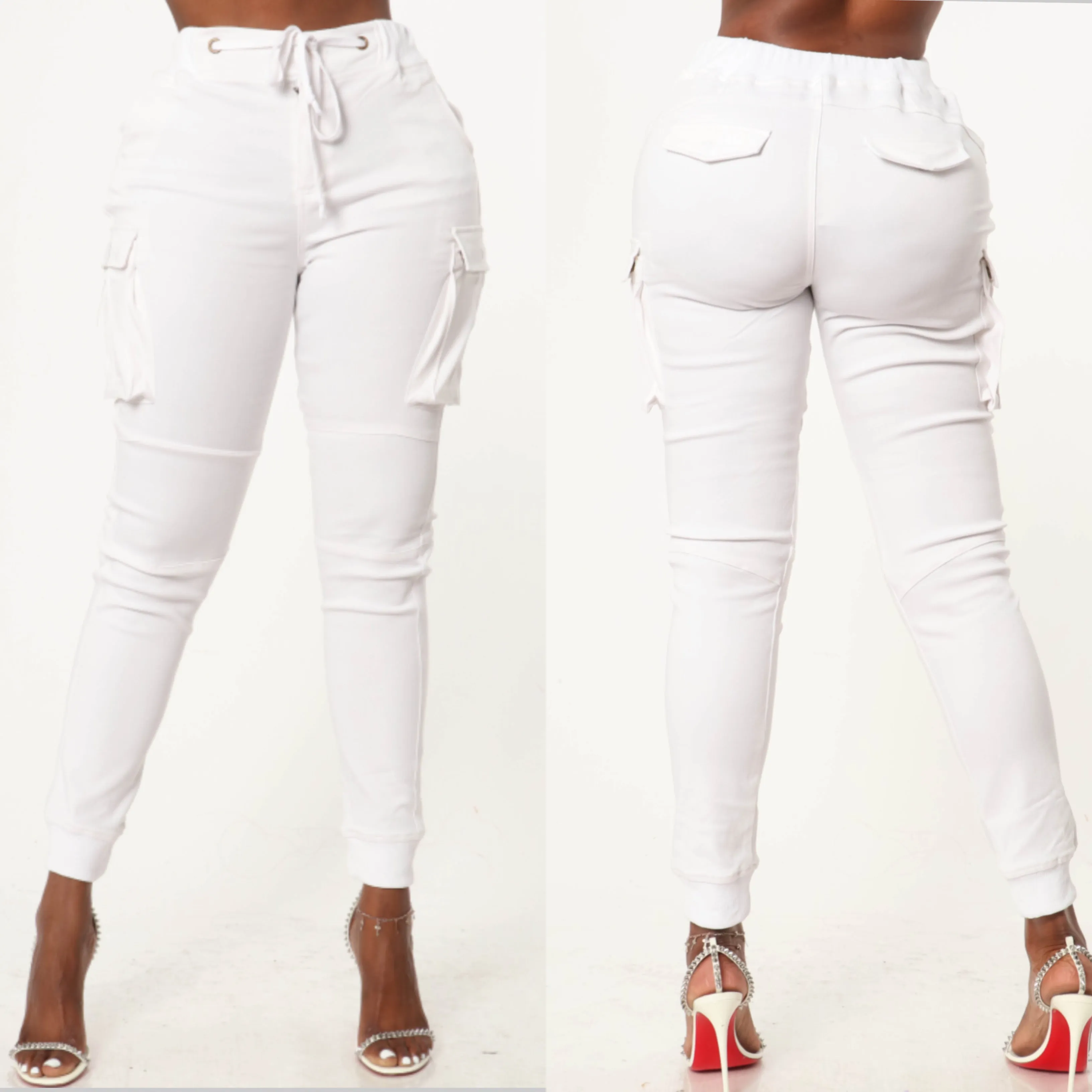 The Side Pocket Cotton Joggers Pants (White)