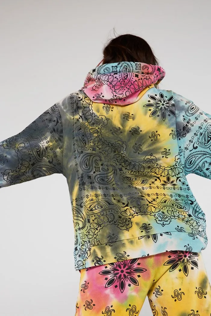 Tie Dye Paisley Print Oversized Hoodie