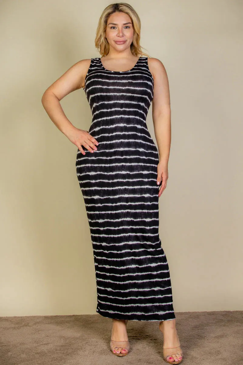 Tie Dye Printed Tank Bodycon Maxi Dress