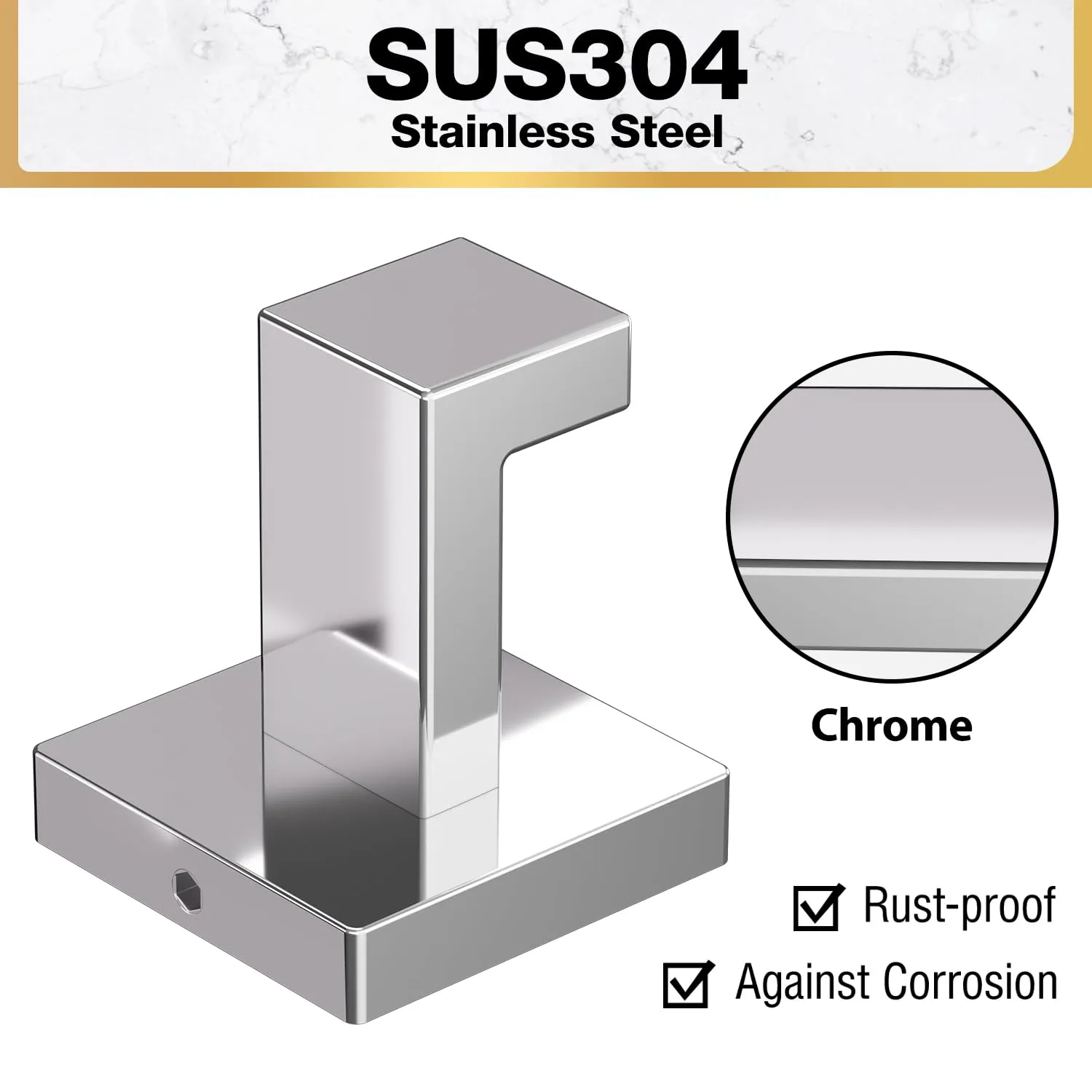 Towel Hooks丨Polished Chrome Wall Mount Hooks丨Heavy Duty Premium Stainless Steel