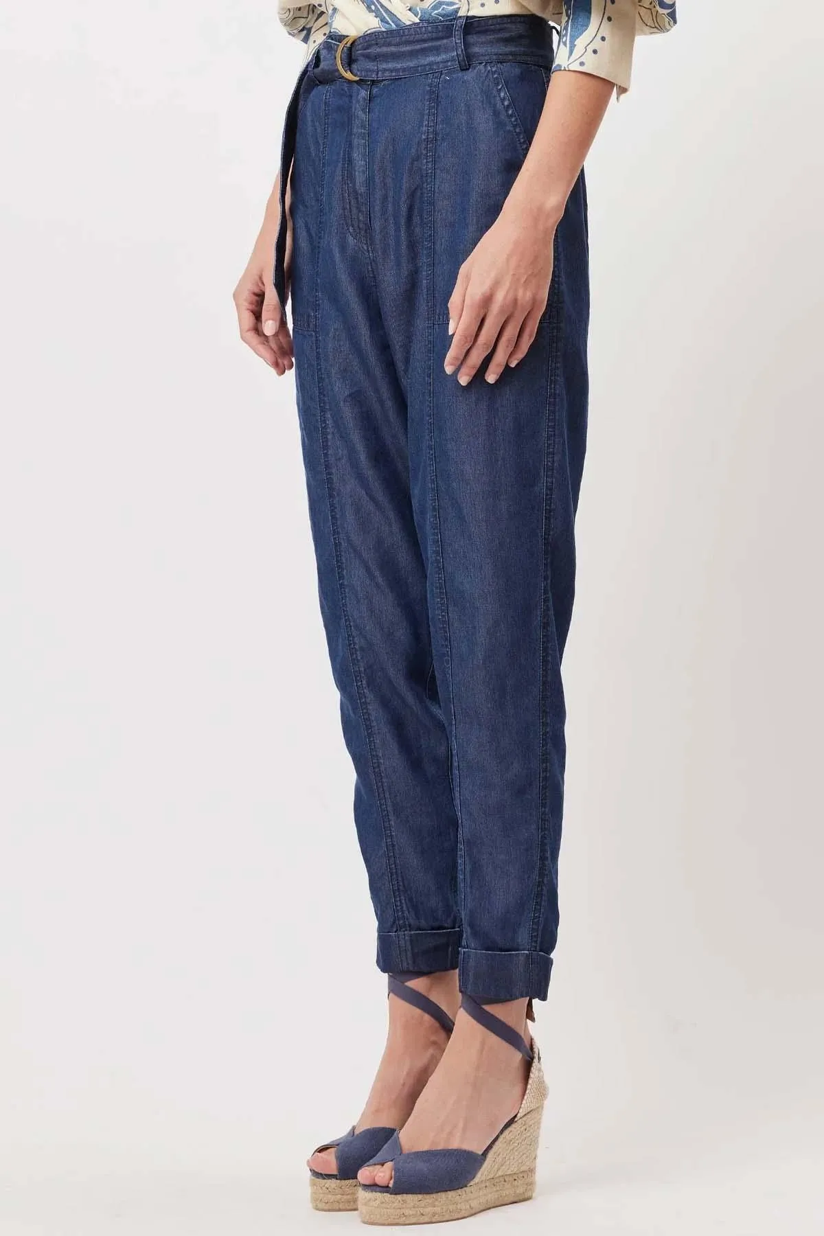 Transit Tencil Denim Rolled Cuff Pant | Dark Denim