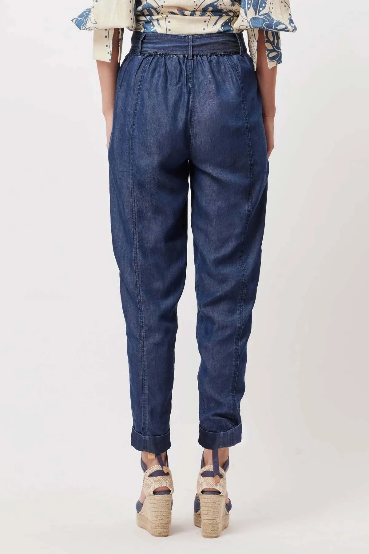 Transit Tencil Denim Rolled Cuff Pant | Dark Denim