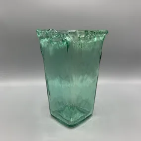 Vintage Aqua Green Rustic Glass Vase /hg