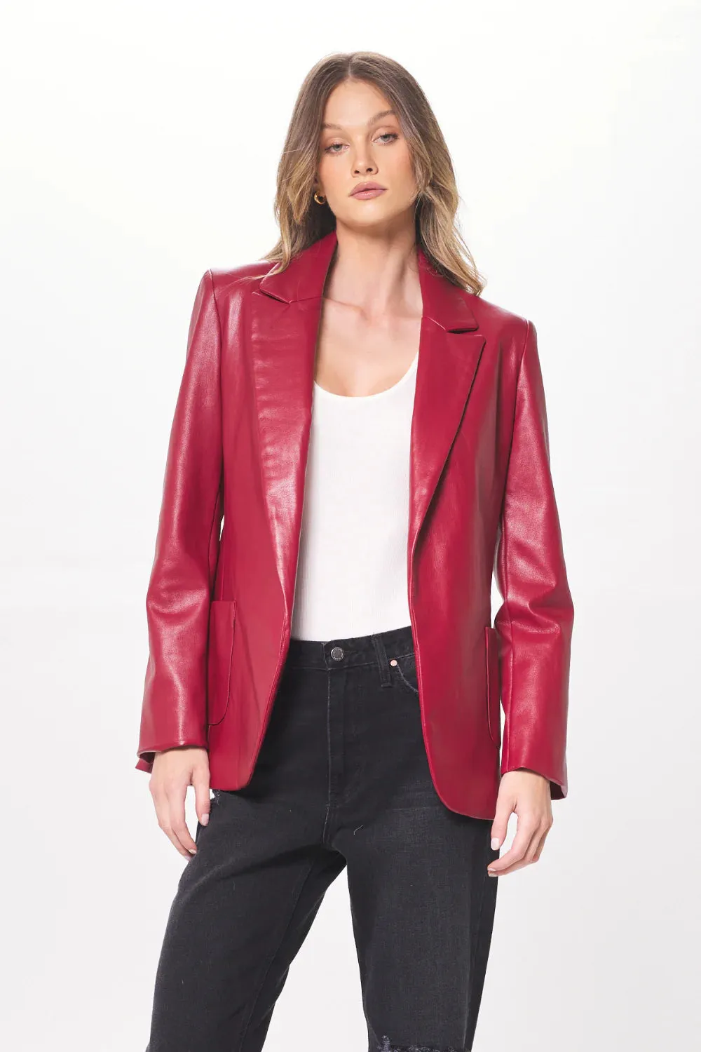 Vintage Havana Ruby Faux Leather Blazer