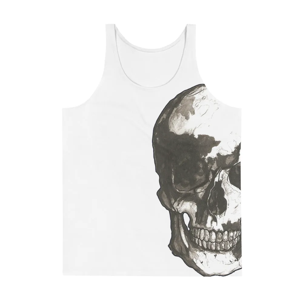 Vintage Treatment Skull Side White Tank