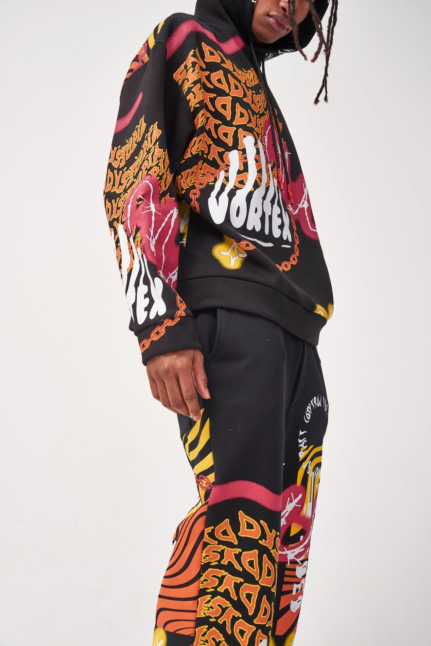 Vortex Print Oversized Hoodie