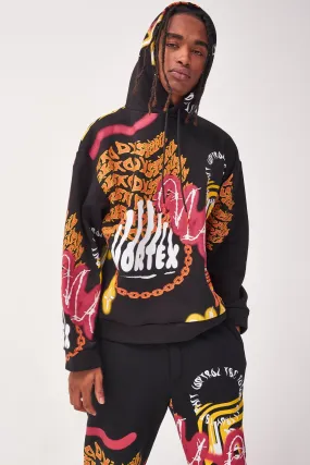 Vortex Print Oversized Hoodie