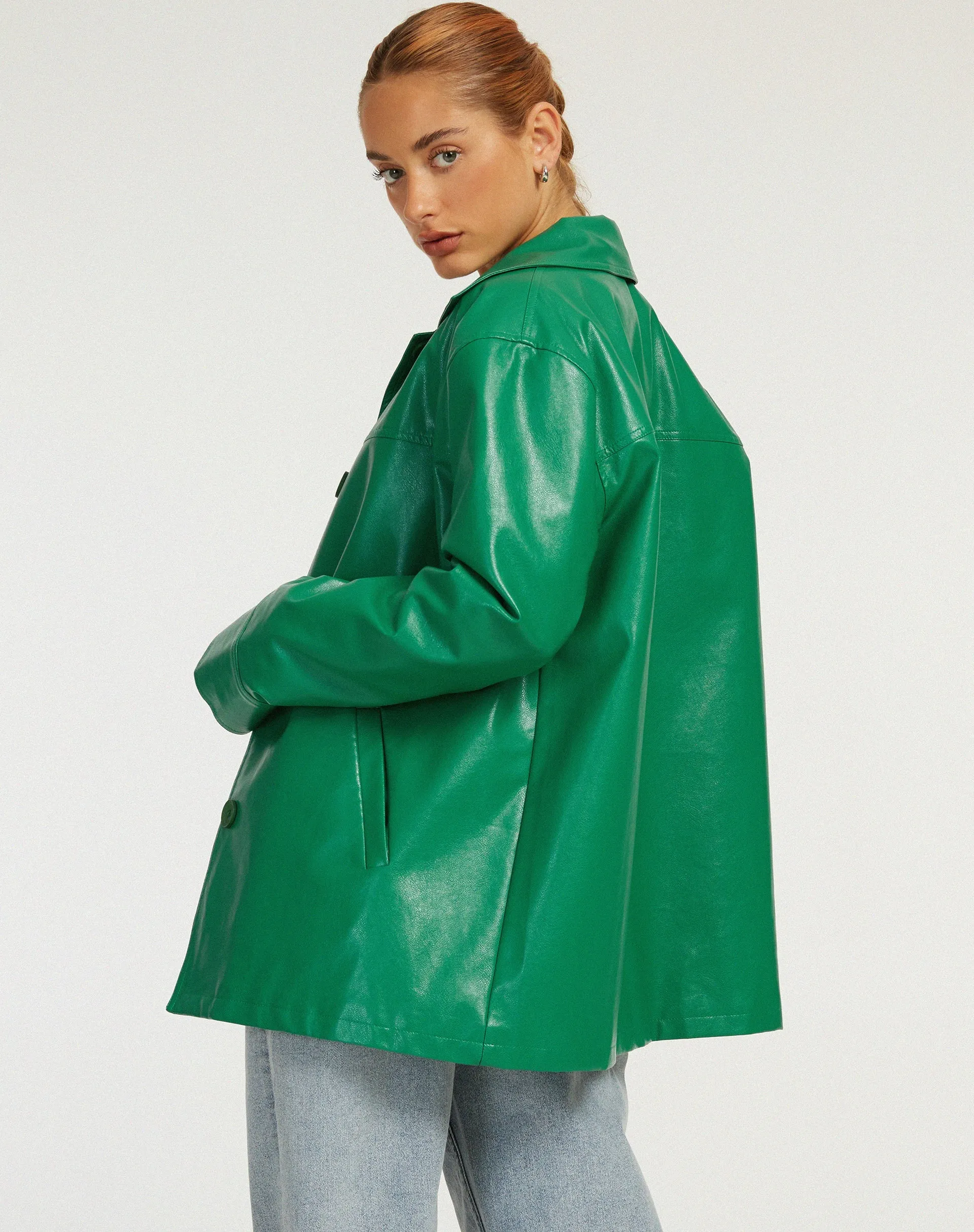 Walta Jacket in Pu Kelly Green