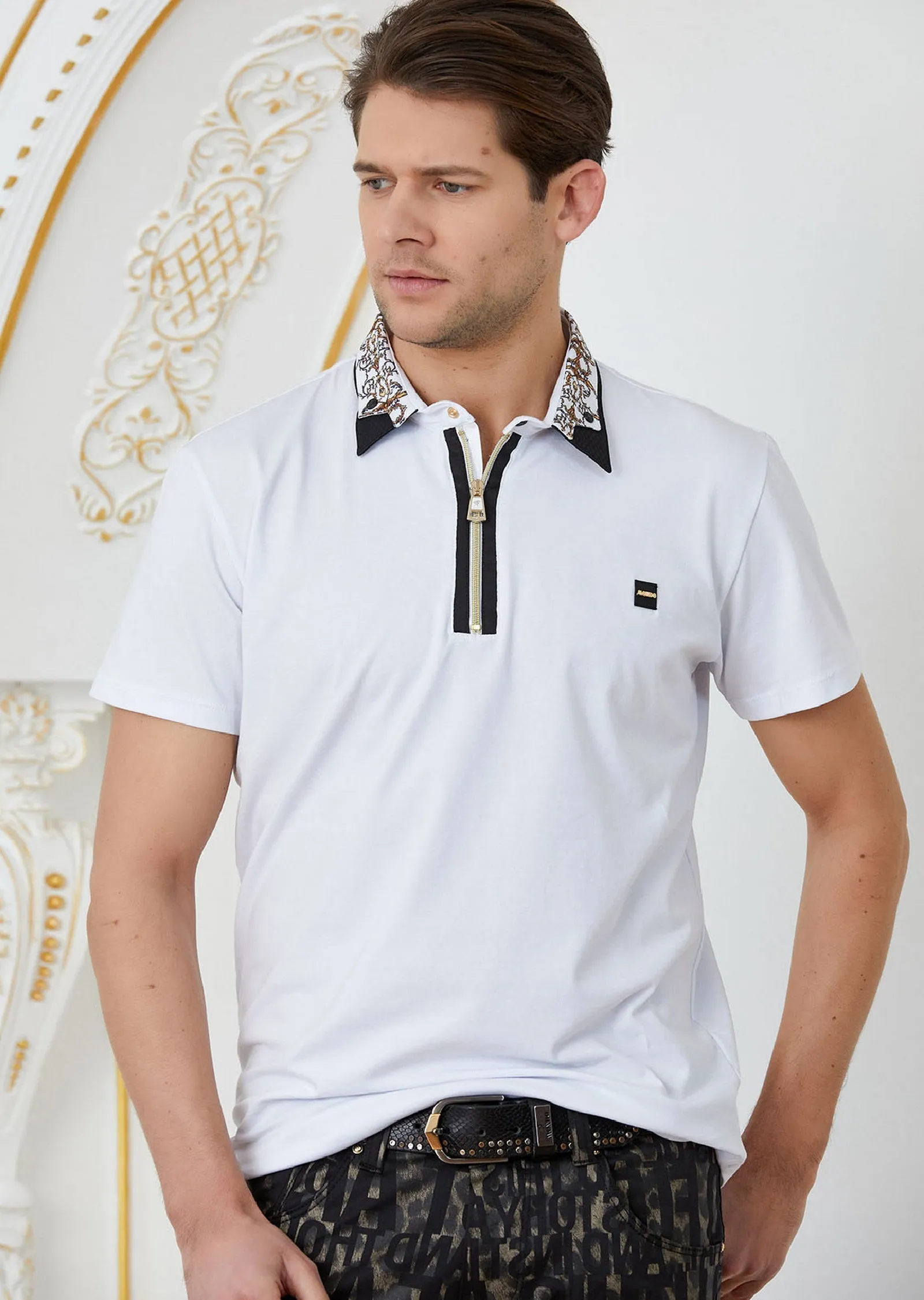 White Gold Double Collar Polo