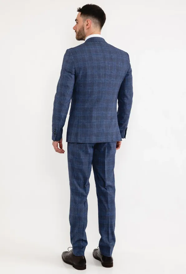 White Label - Jasper Check Three Piece Suit, Blue