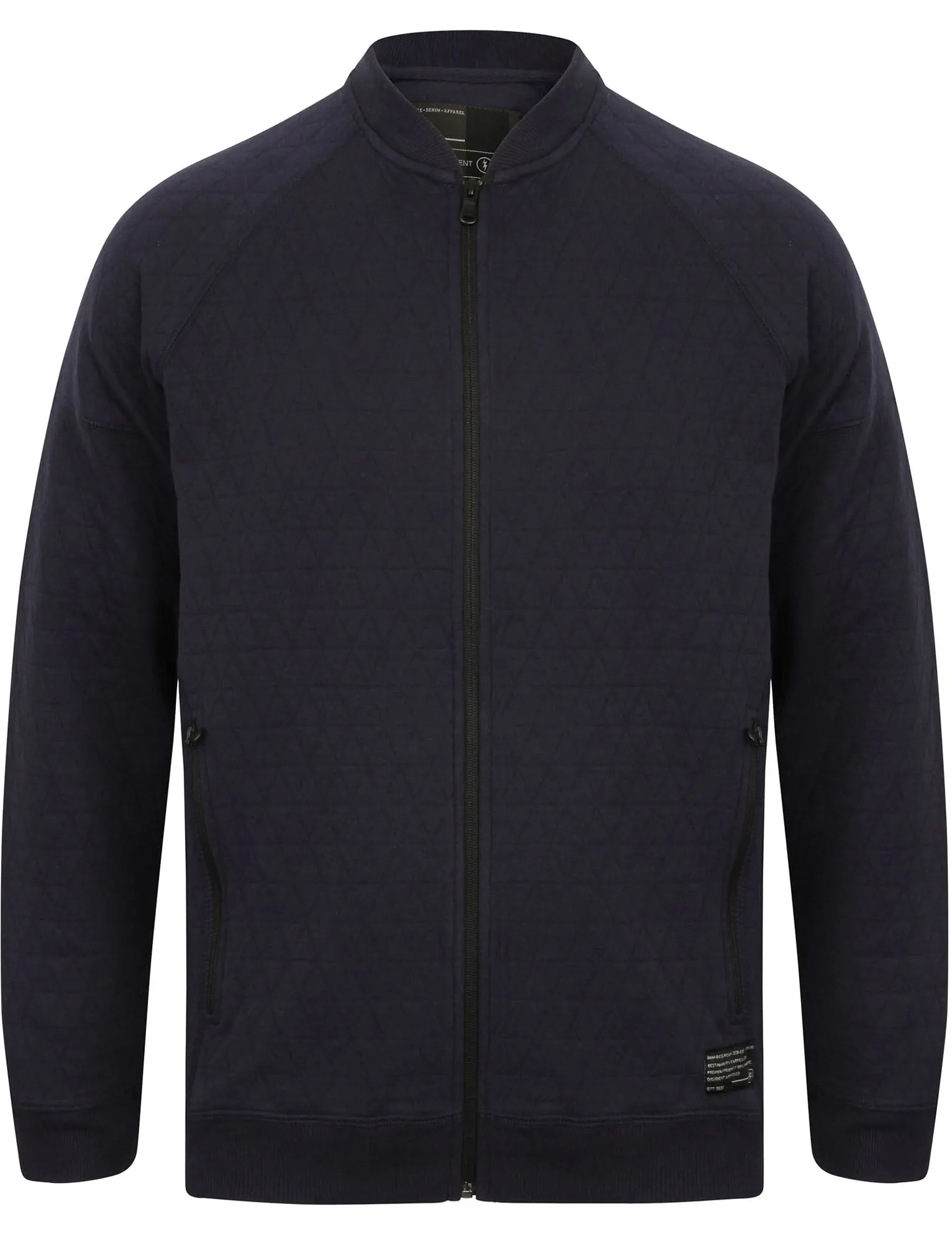 Woden Diamond Quilted Cotton Baseball Jacket in Navy - Dissident