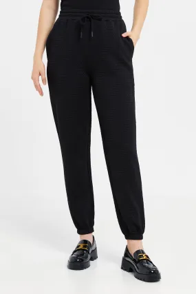 Women Black Jacquard Joggers