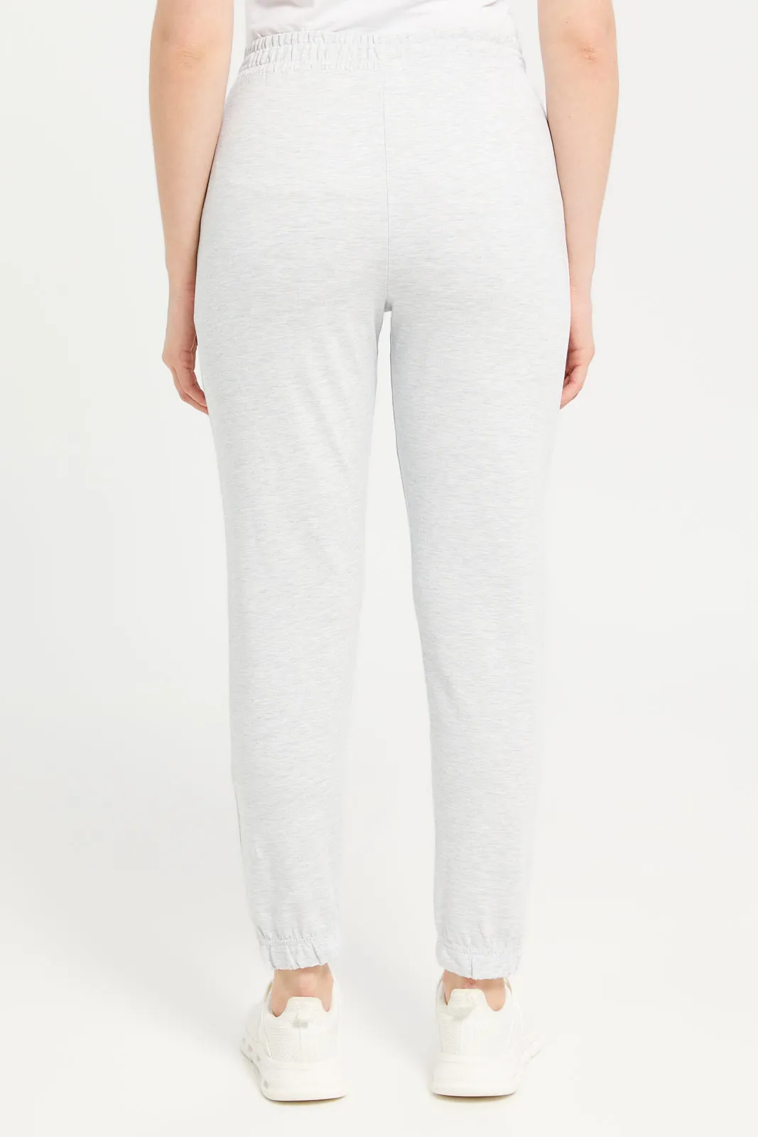 Women Grey Plain Straight Fit Pants