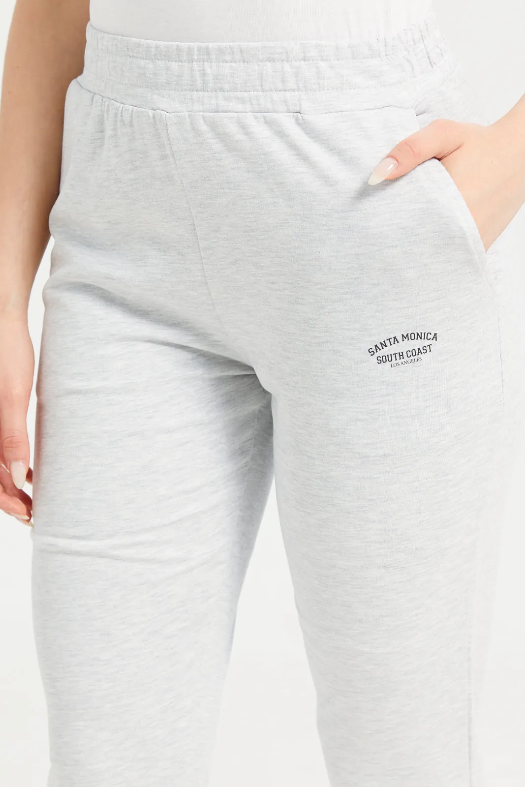 Women Grey Plain Straight Fit Pants