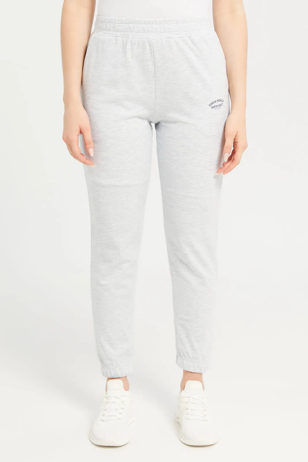 Women Grey Plain Straight Fit Pants