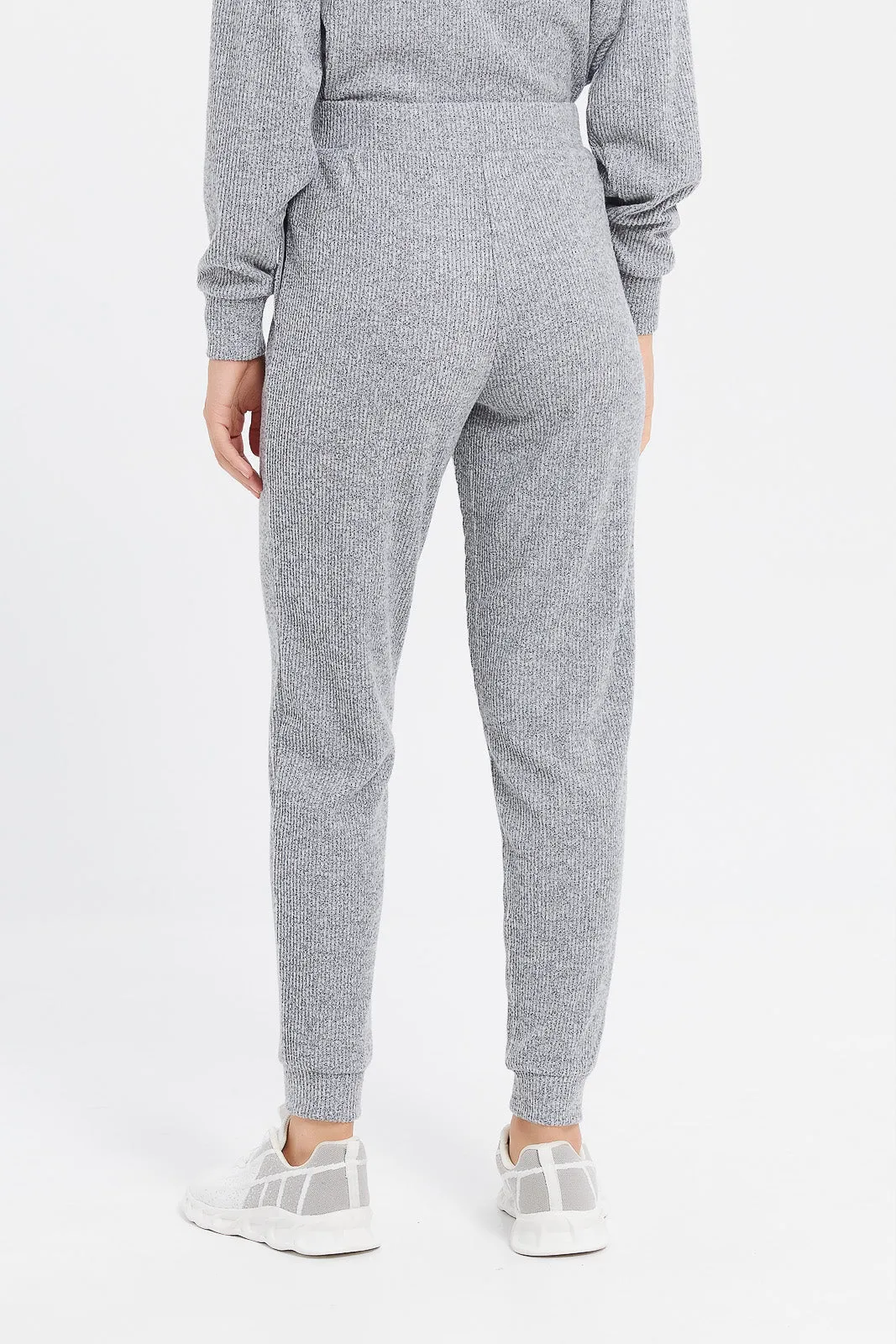 Women Grey Ribbed Joggers