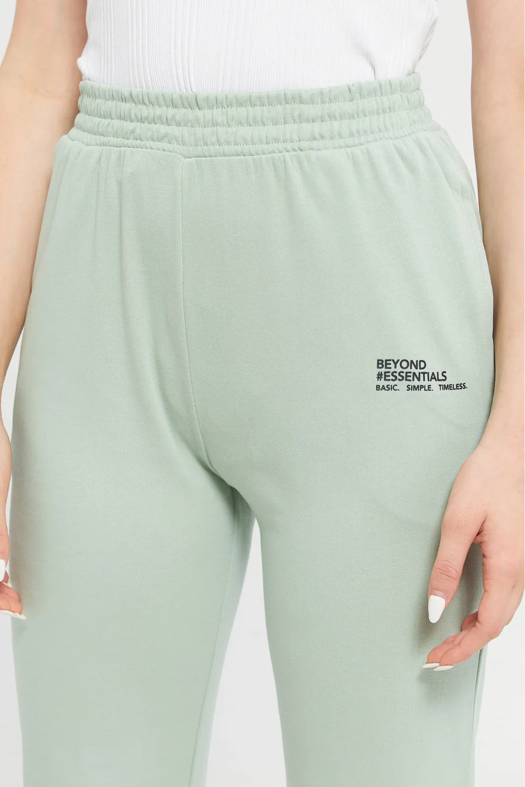 Women Mint Printed Joggers