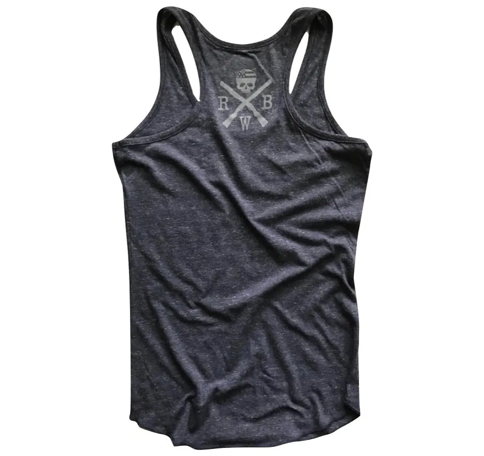 Women's American Flag Racerback Tank Top (Heather Navy)