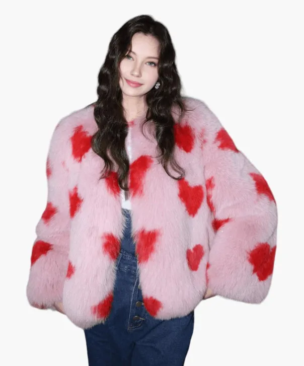 Women's Blushing Hearts Fox Fur Coat