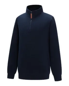 Womens Classic Zipper Fleece Pullover - French Navy