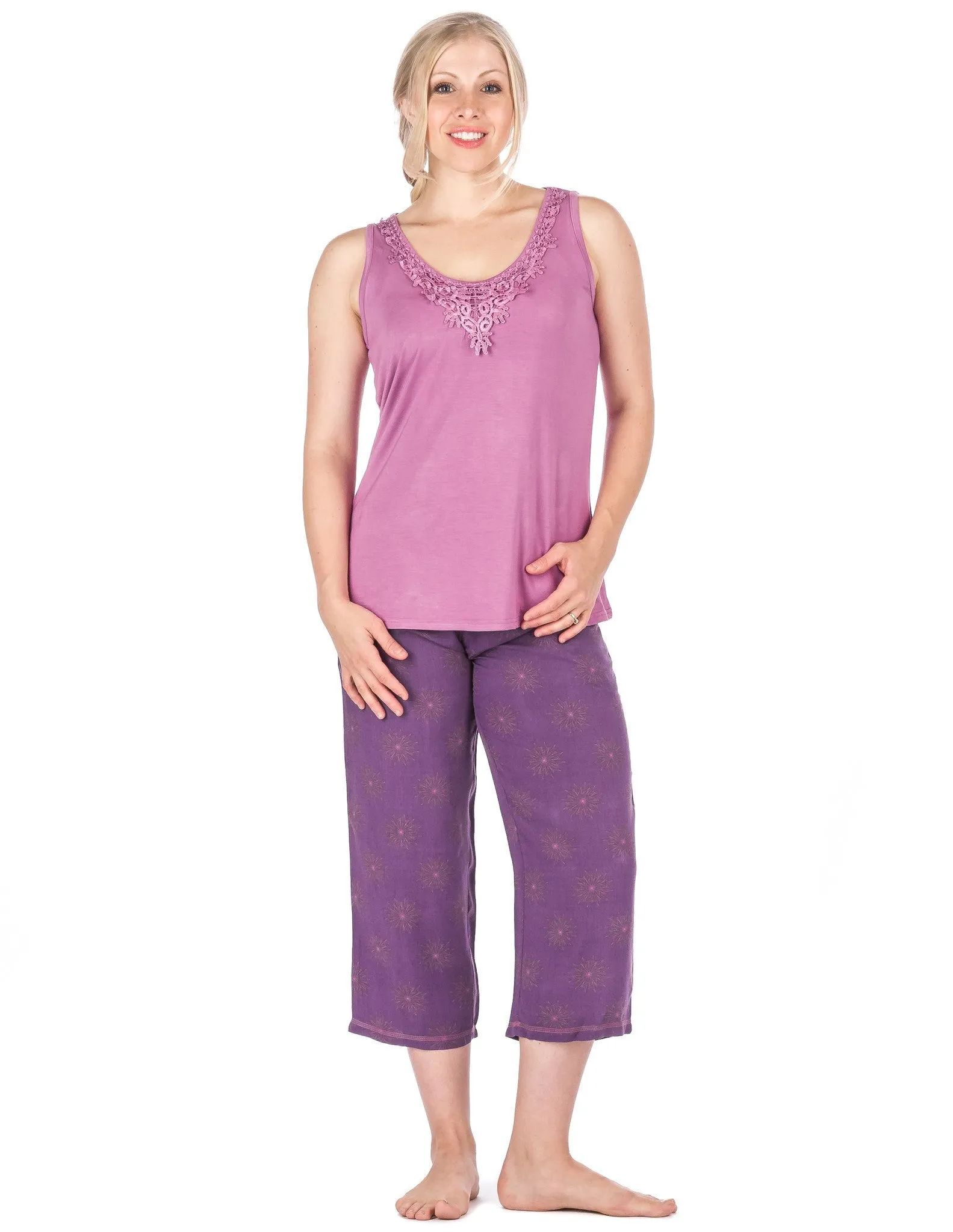 Women's Cool Breeze Woven Capri Lounge Set