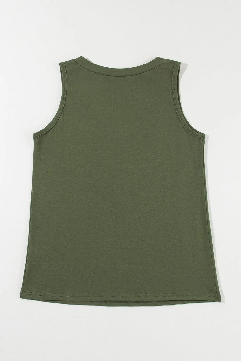 Women's Half Button V Neck Patched Pocket Tank Top