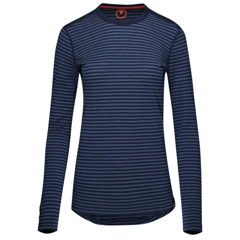 Womens Merino 180 Long Sleeve Crew (Mini Stripe Navy/Denim)