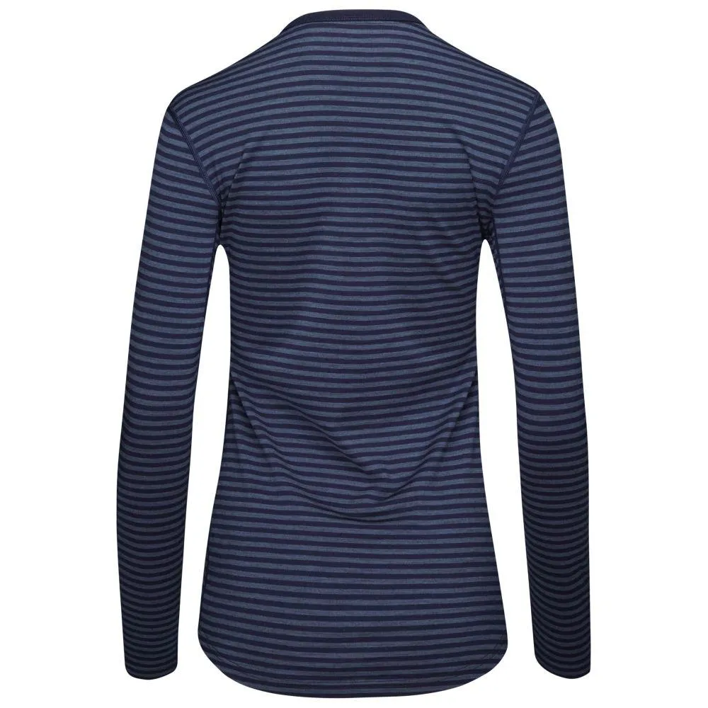 Womens Merino 180 Long Sleeve Crew (Mini Stripe Navy/Denim)