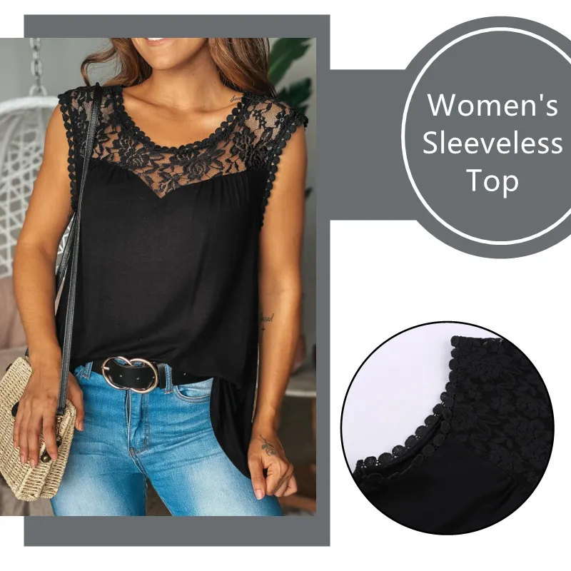 Women's Sexy Top with Lace Sleeveless Off Shoulder Top