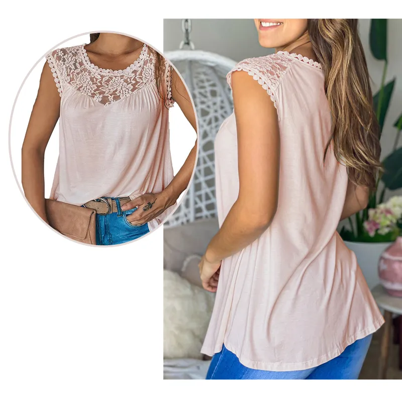 Women's Sexy Top with Lace Sleeveless Off Shoulder Top