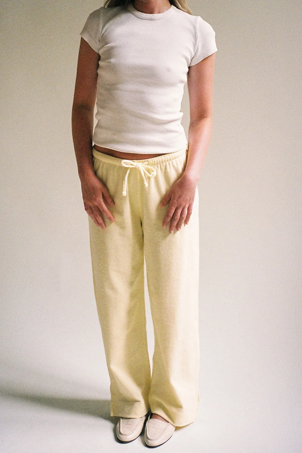 x DJERF AVENUE Terry Ankle Pants - Baby Sun