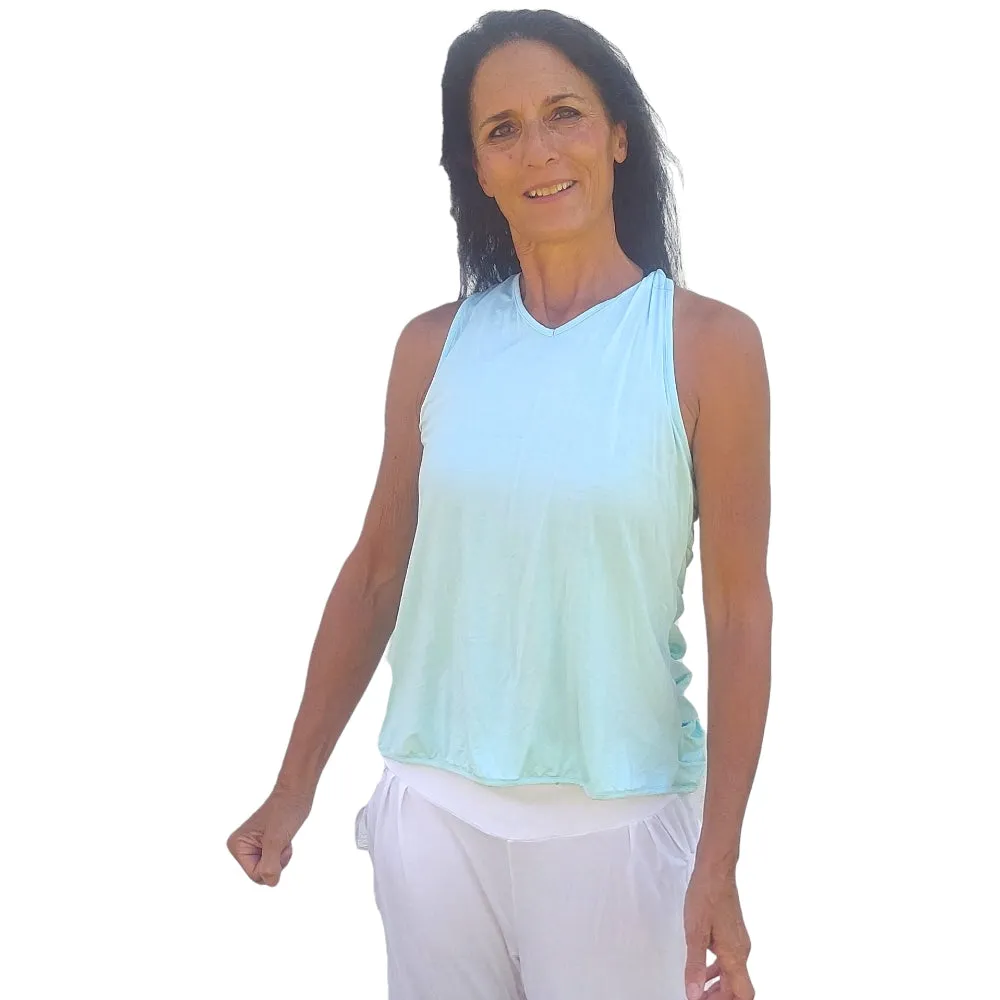 YOGAZ Eco-Friendly Modal Bow Cool Mint Green Dressy Tank Top