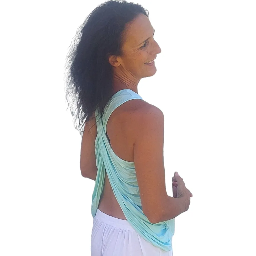 YOGAZ Eco-Friendly Modal Bow Cool Mint Green Dressy Tank Top